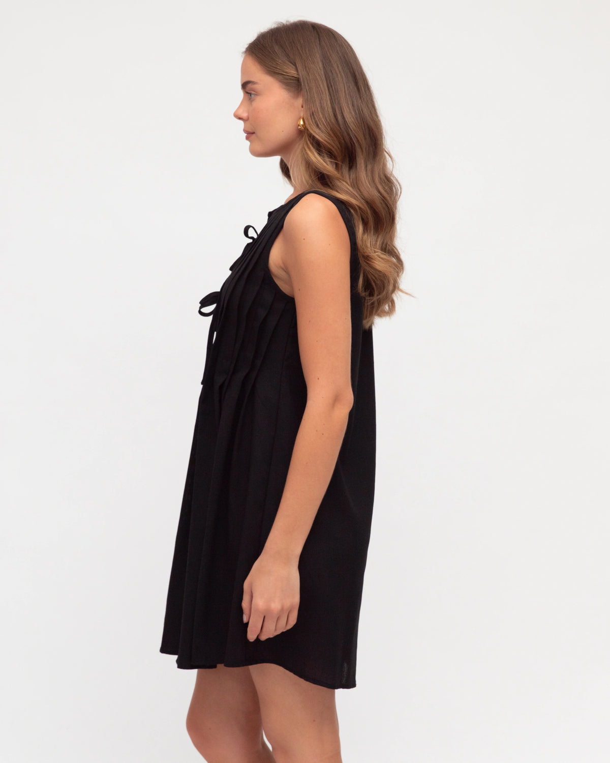 Tie Front Mini Dress Black