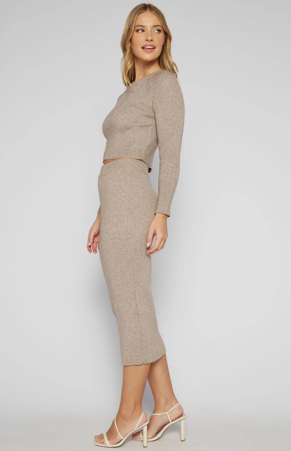 Style State Fitted Knit Set with Crop Top & Midi Skirt