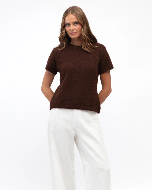 Hot Property Fluffy Knit Top Chocolate